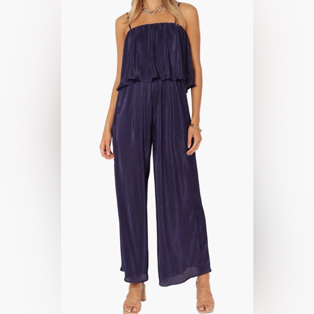 Navy Plissé Jumpsuit